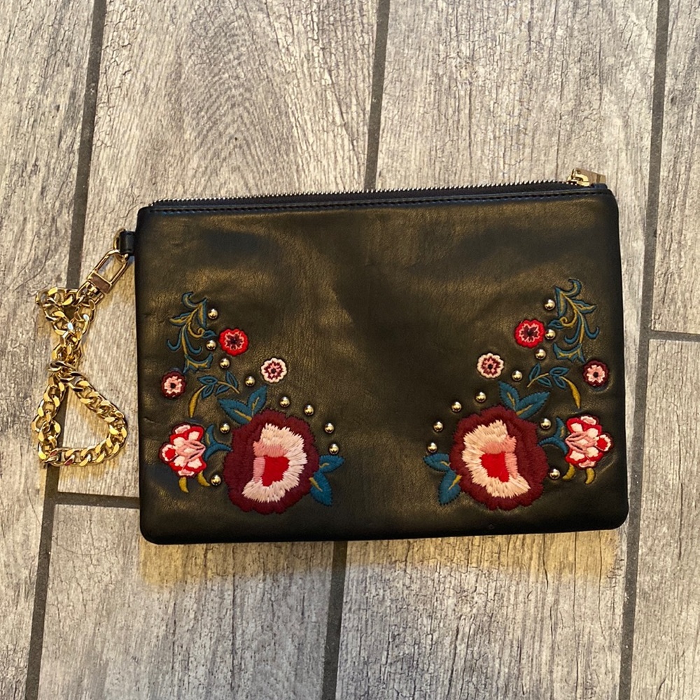 Express faux leather wristlet clutch